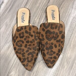 Women's Leopard Print Mules - Brown